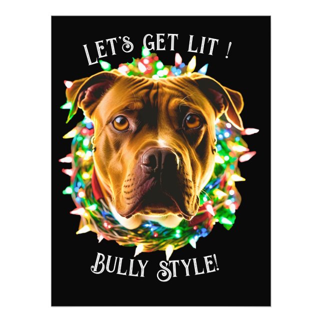 Pitbull Bully Funny jul - Anpassa anpassningsbar Fototryck (Framsidan)