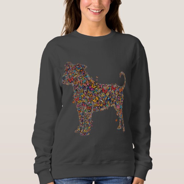 Pitbull Butterfly Silhouette Art | Bully Dog Lover T Shirt (Framsida)