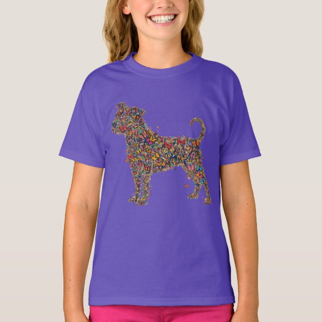 Pitbull Butterfly Silhouette Art | Bully Dog Lover T Shirt (Framsida)