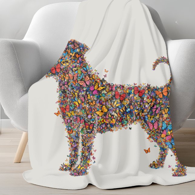 Pitbull Butterfly Silhouette Bully Dog Lover Bone Fleecefilt (Skapare uppladdad)
