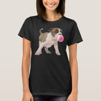 Pitbull Chews Gum Bubble Hundar Puppies T Shirt
