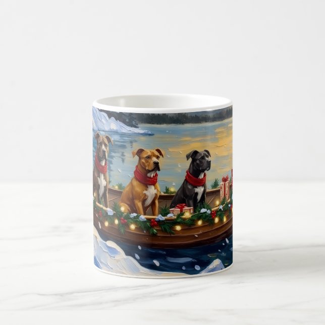 Pitbull Christmas Boat Holiday Kaffemugg (Center)