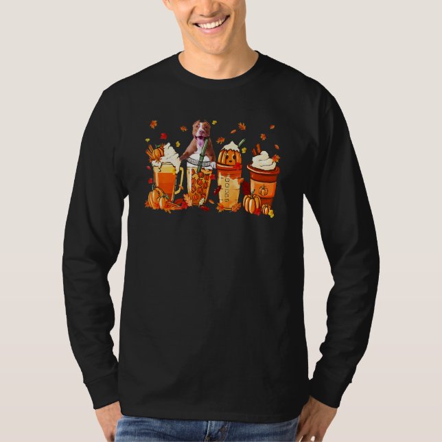Pitbull Coffee Drink Pumpkin Spice Latte Autumn Fa T Shirt (Framsida)