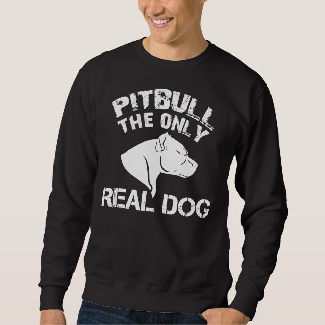 Pitbull den enda verkliga Hund Lång Ärmad Tröja (Framsida)