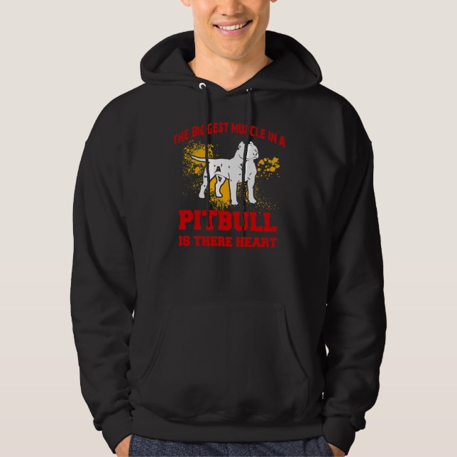 Pitbull den största muskeln i en bull är deras H Hoodie (Framsida)