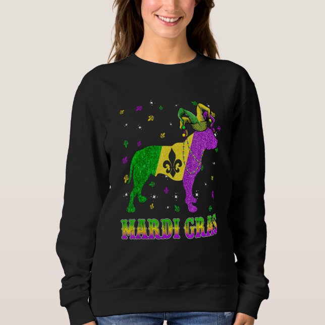 Pitbull Dog Mardi Gras Carnival Jester Beads T Shirt (Framsida)