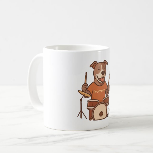 Pitbull Drummer Personlig Sten Drum Kit Gift - Kaffemugg (Framsida vänster)
