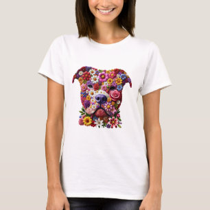 Pitbull Flower Ansikte Hund älskare T Shirt