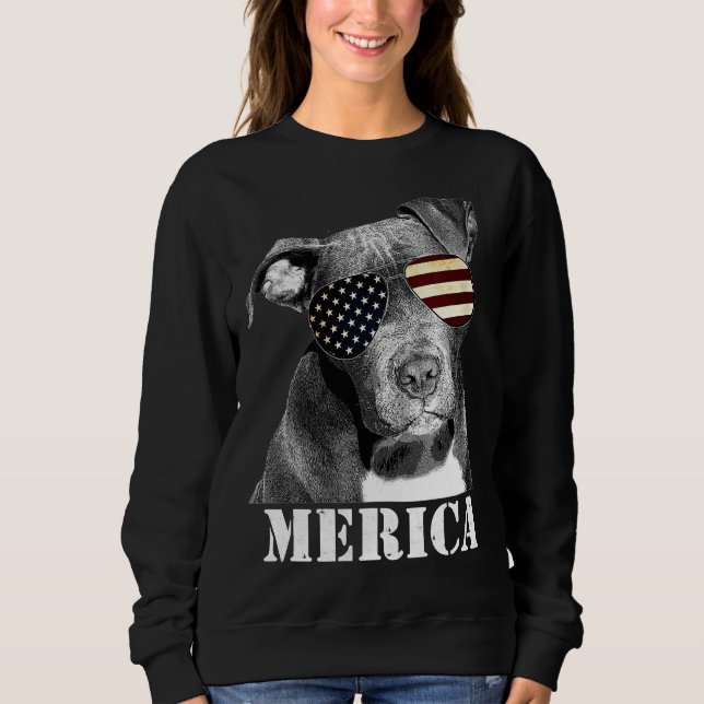 Pitbull Funny Patriotic Hund Usa Sol Glass T Shirt (Framsida)