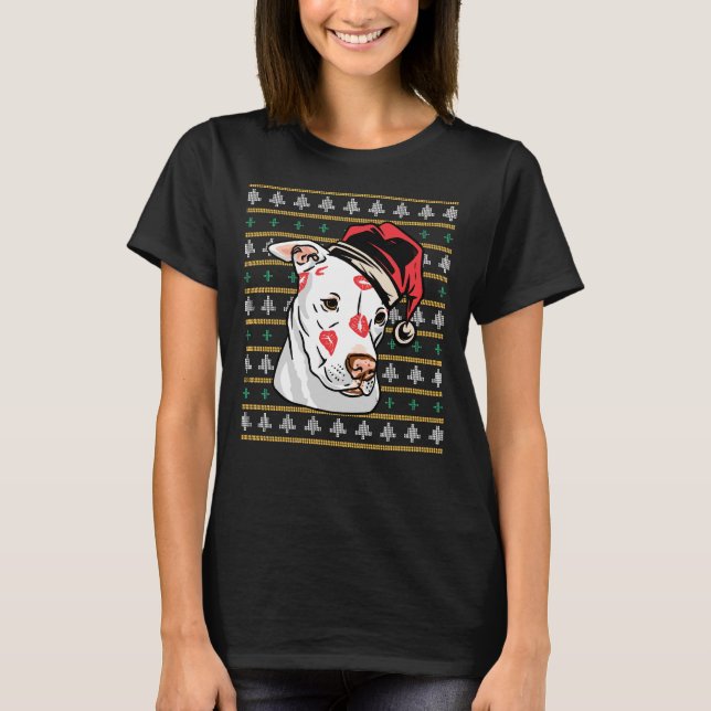 Pitbull Funny Ugly julsötare T Shirt (Framsida)