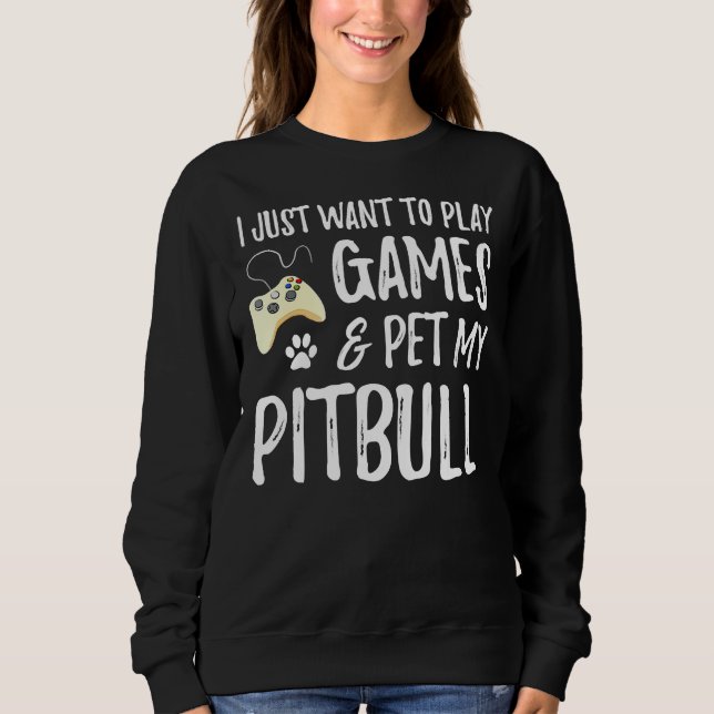 Pitbull Gamer Funny Pitbull Hund Mamma T Shirt (Framsida)