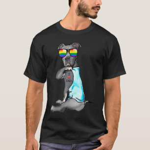 Pitbull Gay LGBT Pride I Kärlek Pappa Tattoo Hund  T Shirt