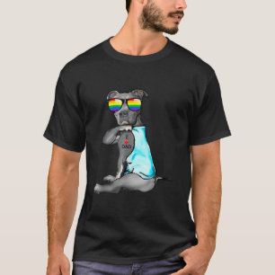 Pitbull Gay LGBT Pride I Kärlek Pappa Tattoo Hund  T Shirt
