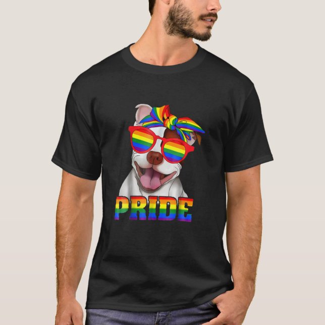 Pitbull Gay pride Hund Pit Bull LGBT T Shirt (Framsida)