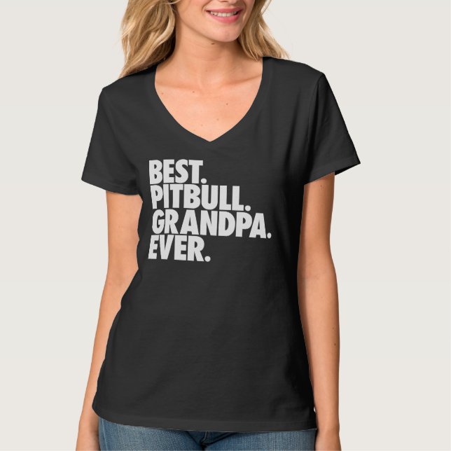 Pitbull Grandpa Best Pitbull Grandpa T Shirt (Framsida)