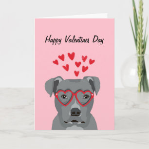 Pitbull Grått Valentiness-Hund Helgkort