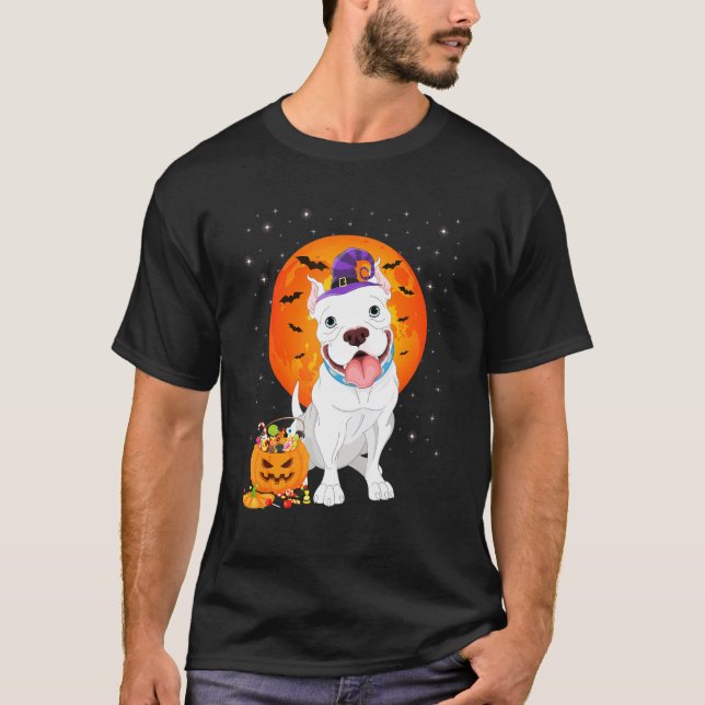 Pitbull Halloween Costume Pumpkin Pitbull T Shirt (Framsida)