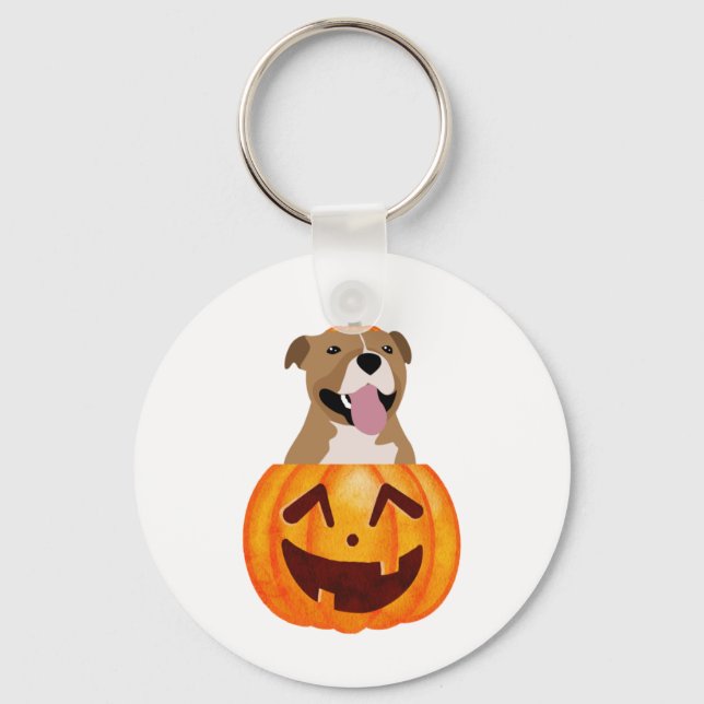 Pitbull Halloween Nyckelring (Framsida)