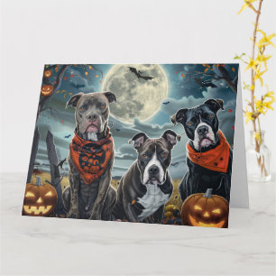 Pitbull Halloween Spooky Kort