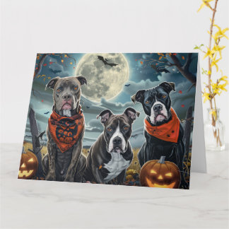Pitbull Halloween Spooky Kort