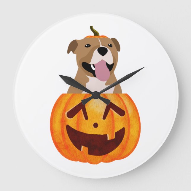 Pitbull Halloween   Stor Klocka (Framsida)