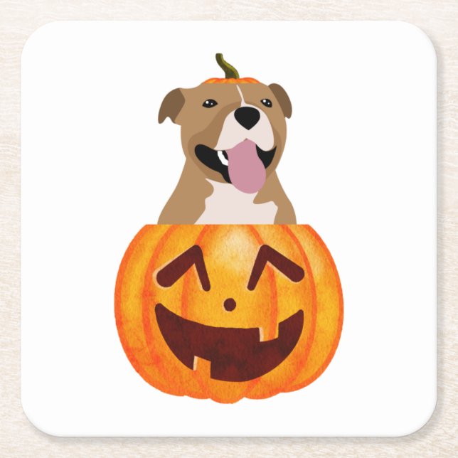 Pitbull Halloween Underlägg Papper Kvadrat (Framsidan)