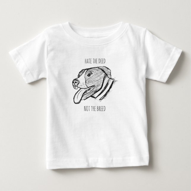pitbull handritad fotohund djurälskare poster t shirt (Framsida)