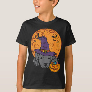 Pitbull Häxhatt Måne Jack O Lantern Halloween T Shirt