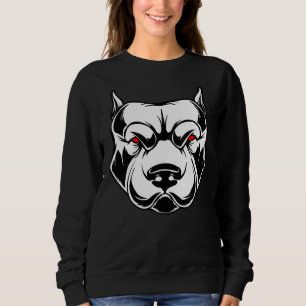 Pitbull Head med Red Ögon Grönt T Shirt