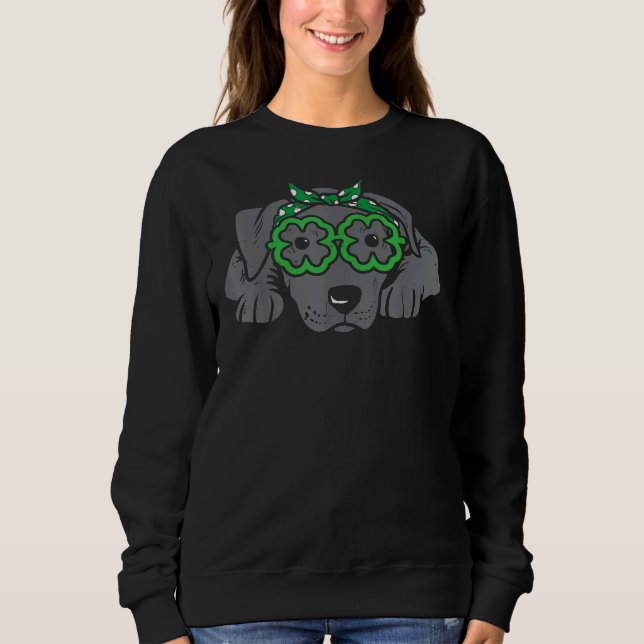 Pitbull Headband Shamrock Glasses St patricks day T Shirt (Framsida)