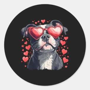 Pitbull Heart Gles Cute Pittie Valentines day Hund Runt Klistermärke