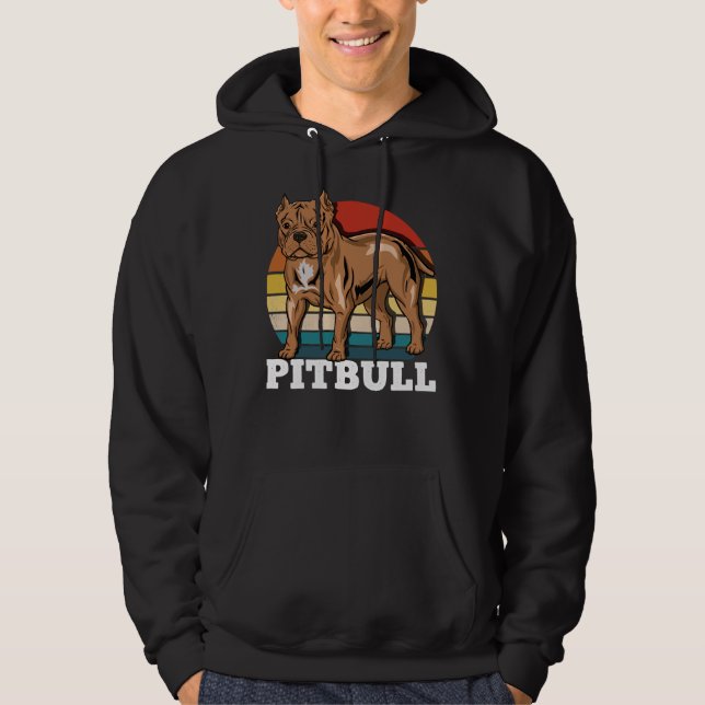 Pitbull Hund älskare Retro Hoodie (Framsida)