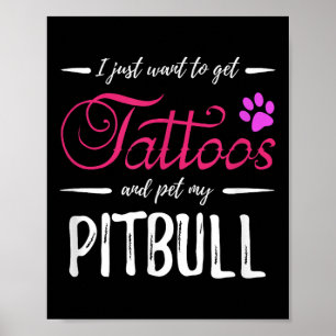 Pitbull Hund älskare Tattoo Shirt Rolig hund Mamma Poster
