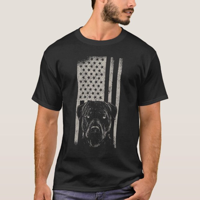 Pitbull Hund American Pit Bull USA flagga T Shirt (Framsida)
