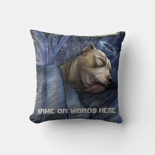 Pitbull Hund Angel Sympathy Loss Condolence Kudde (Framsida)
