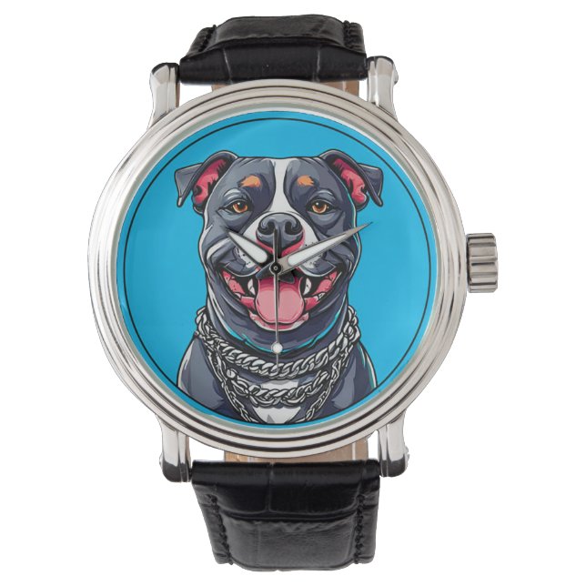 Pitbull hund armbandsur (Framsida)
