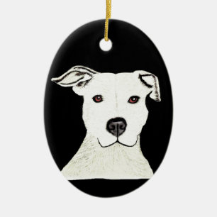 Pitbull hund aveln julgransprydnad keramik