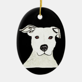 Pitbull hund aveln julgransprydnad keramik