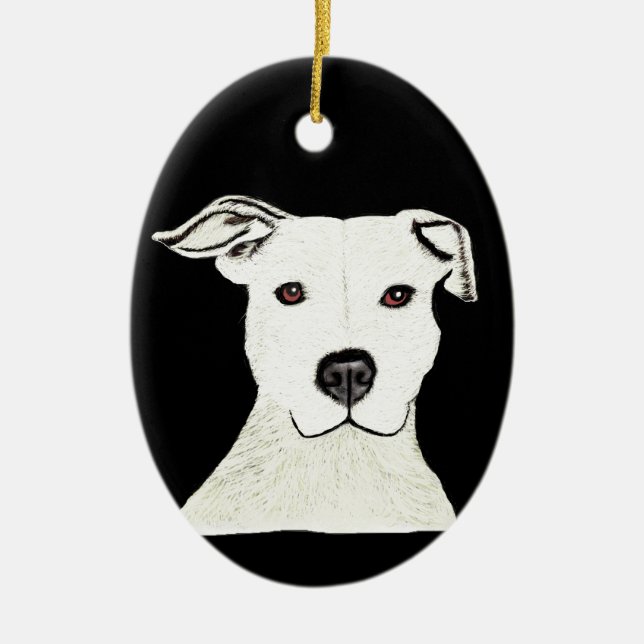 Pitbull hund aveln julgransprydnad keramik (Framsidan)
