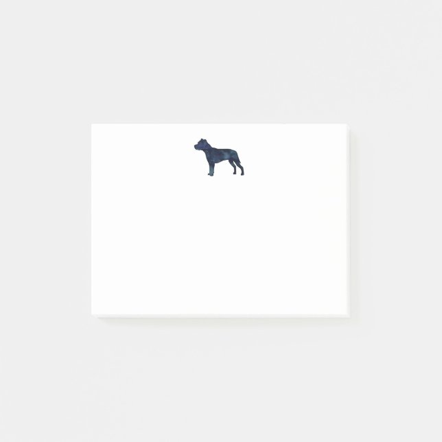 Pitbull Hund aveln Silhouette Black Watercolor Post-it Block (Framsida)
