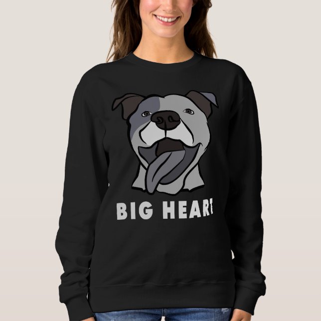 Pitbull Hund Big Heart Hund T Shirt (Framsida)