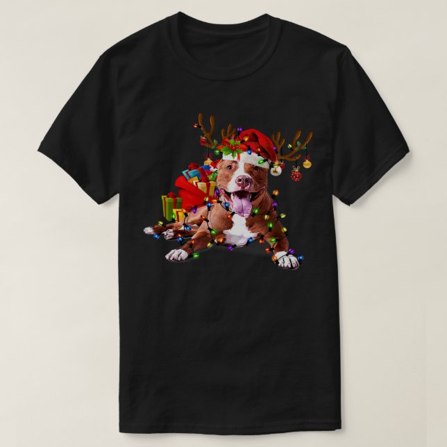 Pitbull Hund Funny Pitbull julrener Chris T Shirt (Design framsida)