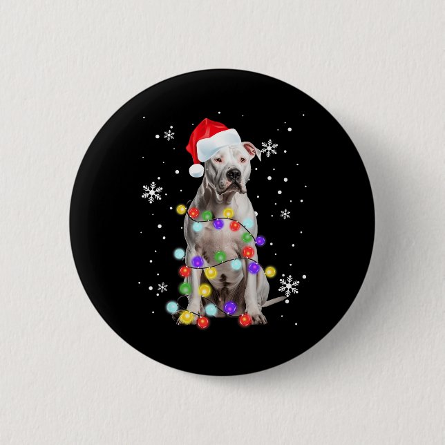Pitbull Hund Glad Dogmas Tomte Pitbull Julgran T Knapp (Framsida)