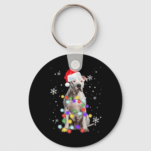 Pitbull Hund Glad Dogmer Santa Pitbull Jul T Nyckelring (Framsida)