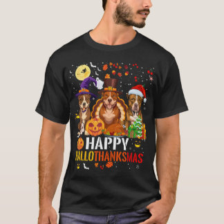 Pitbull Hund Hallothanksmas Halloween Thanksgiving T Shirt