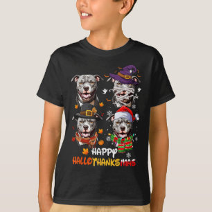 Pitbull Hund Hallothanksmas Halloween Thanksgiving T Shirt
