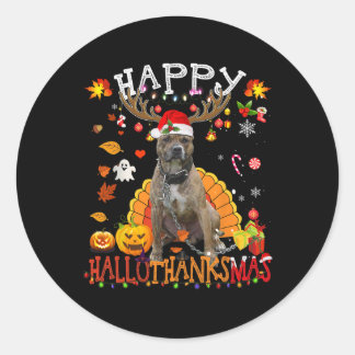 Pitbull Hund Halloween jul Hund Lycklig Hallotha Runt Klistermärke