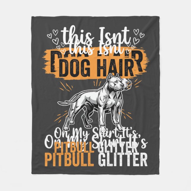 Pitbull Hund Hår Glitter Rolig Hund Fleecefilt (Framsidan)