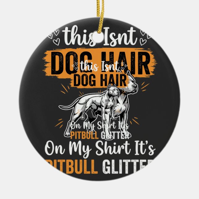 Pitbull Hund Hår Glitter Rolig Hund Julgransprydnad Keramik (Framsidan)