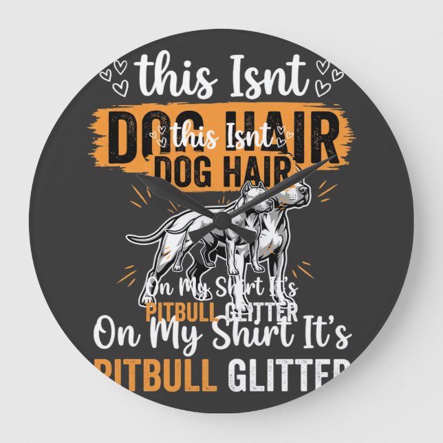 Pitbull Hund Hår Glitter Rolig Hund Stor Klocka (Framsida)